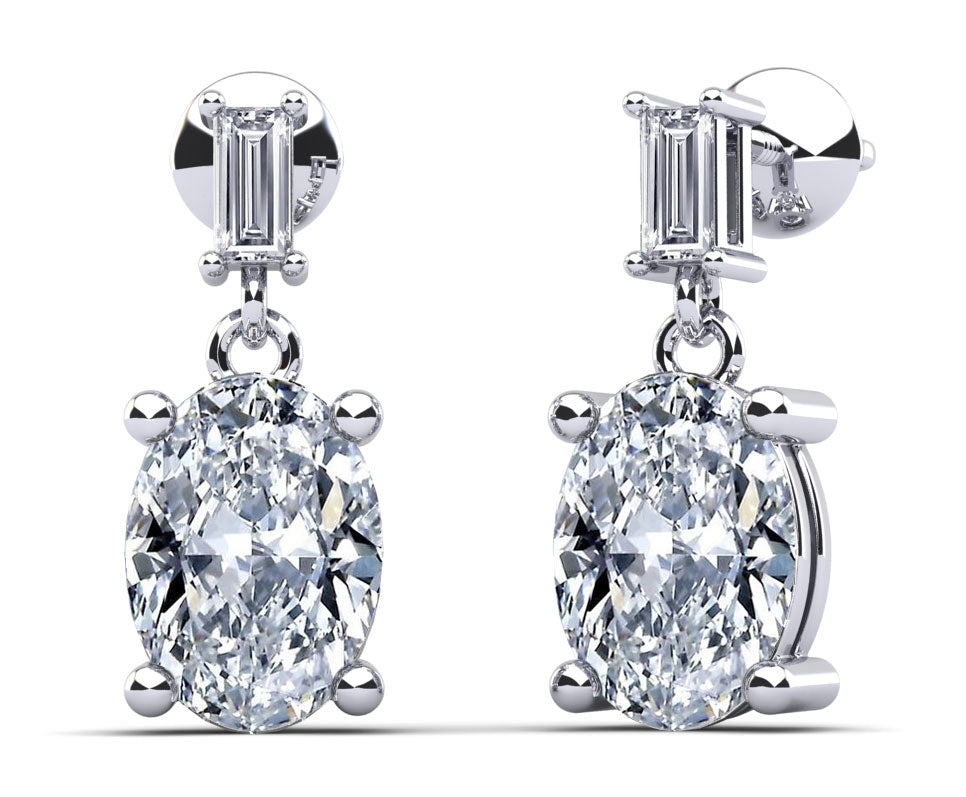 Splendid Oval Cut Diamond Drop Earrings Diamond with 1.32 ct.(finished) 3x1.5mm, 6x4mm